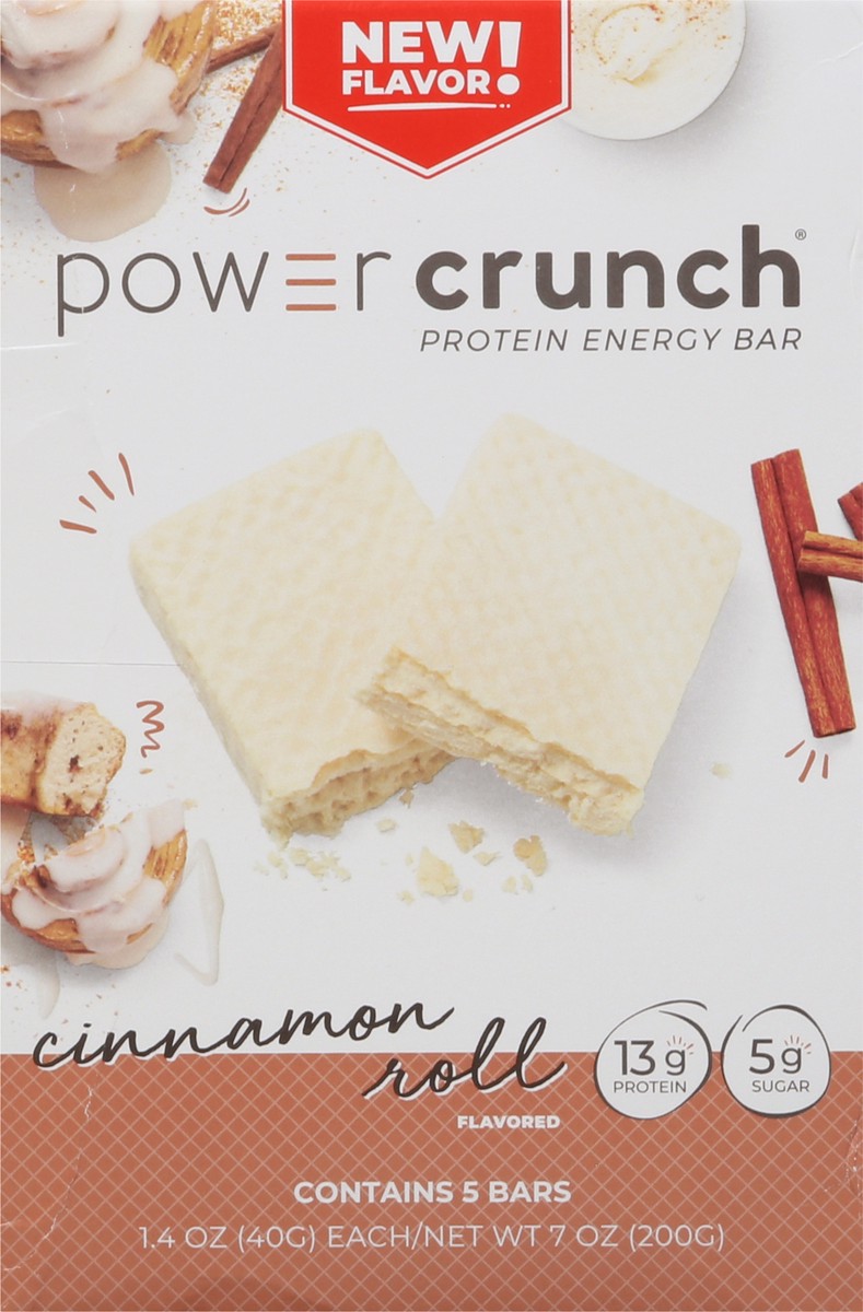 slide 11 of 13, Power Crunch Cinnamon Roll Flavored Protein Energy Bar 5 - 1.4 oz each, 5 ct
