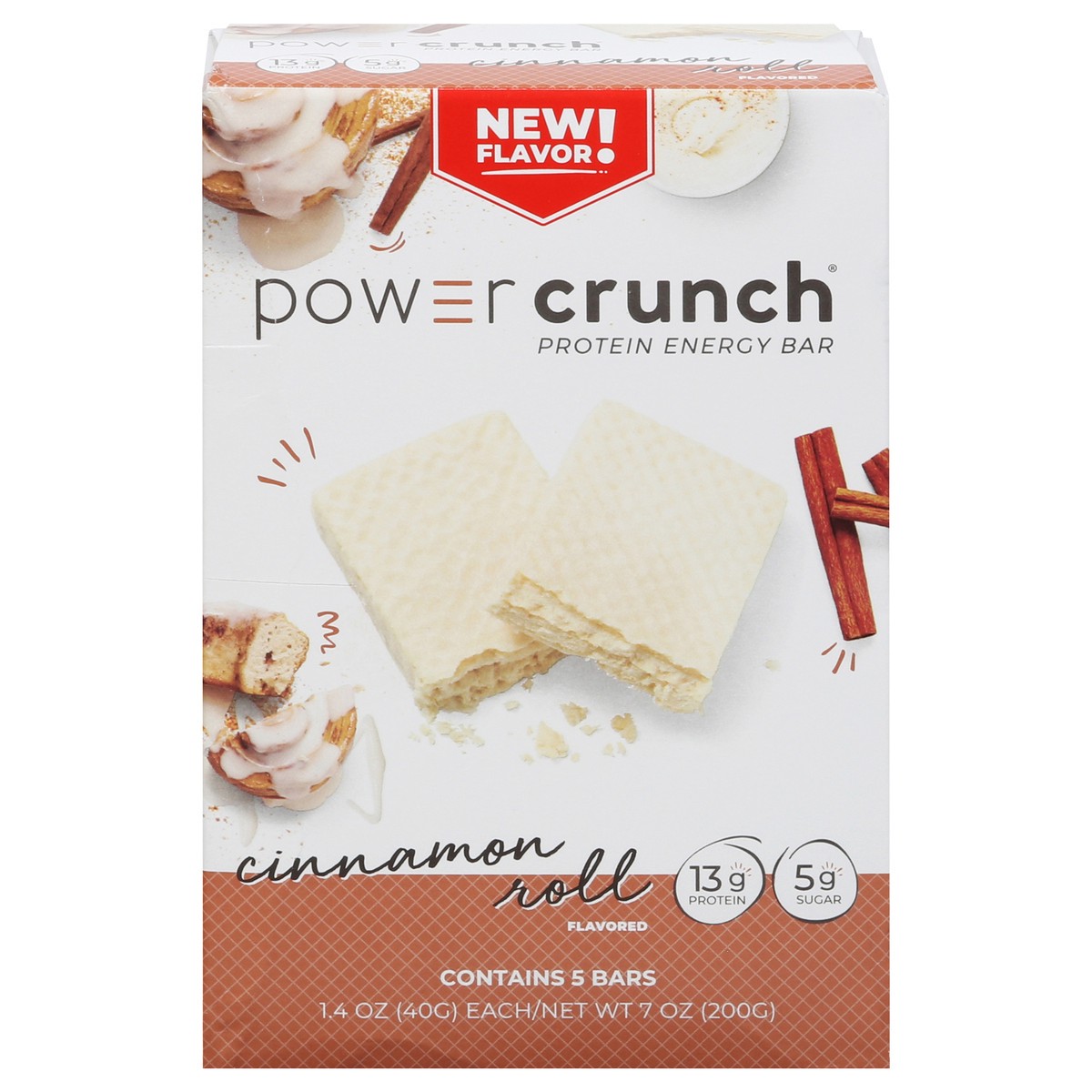 slide 12 of 13, Power Crunch Cinnamon Roll Flavored Protein Energy Bar 5 - 1.4 oz each, 5 ct