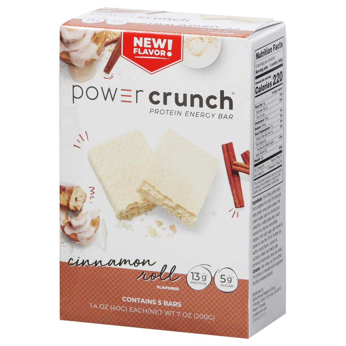 slide 10 of 13, Power Crunch Cinnamon Roll Flavored Protein Energy Bar 5 - 1.4 oz each, 5 ct