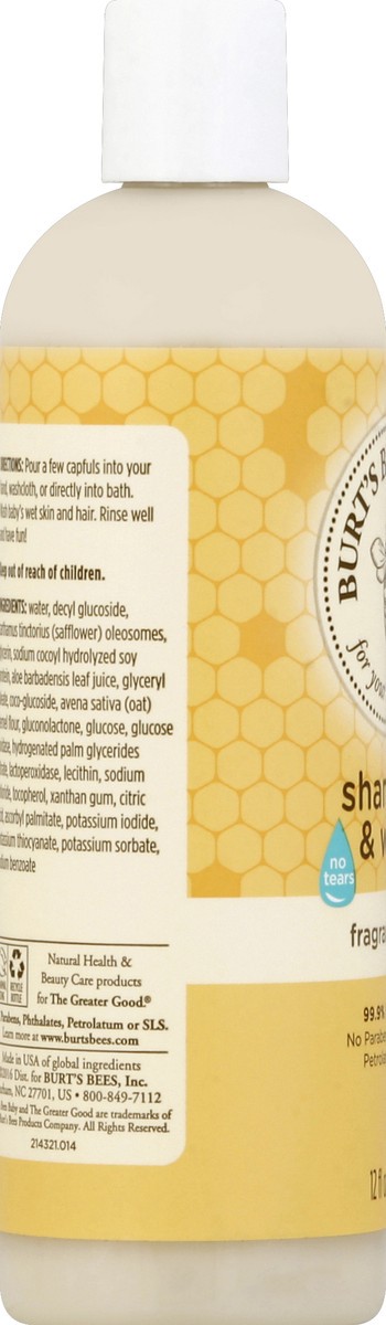 slide 2 of 6, Burt's Bees Baby™ Sensitive Shampoo and Wash, Fragrance Free, Tear Free, Pediatrician Tested, 98.9% Natural Origin, 12 Fluid Ounces, 12 fl oz