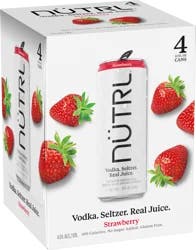 Nutrl Vodka Seltzer Strawberry - 4 Pack, 12 fl oz Cans