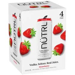 Nutrl Vodka Seltzer Strawberry - 4 Pack, 12 fl oz Cans