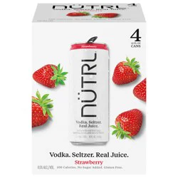 Nutrl Vodka Seltzer Strawberry - 4 Pack, 12 fl oz Cans