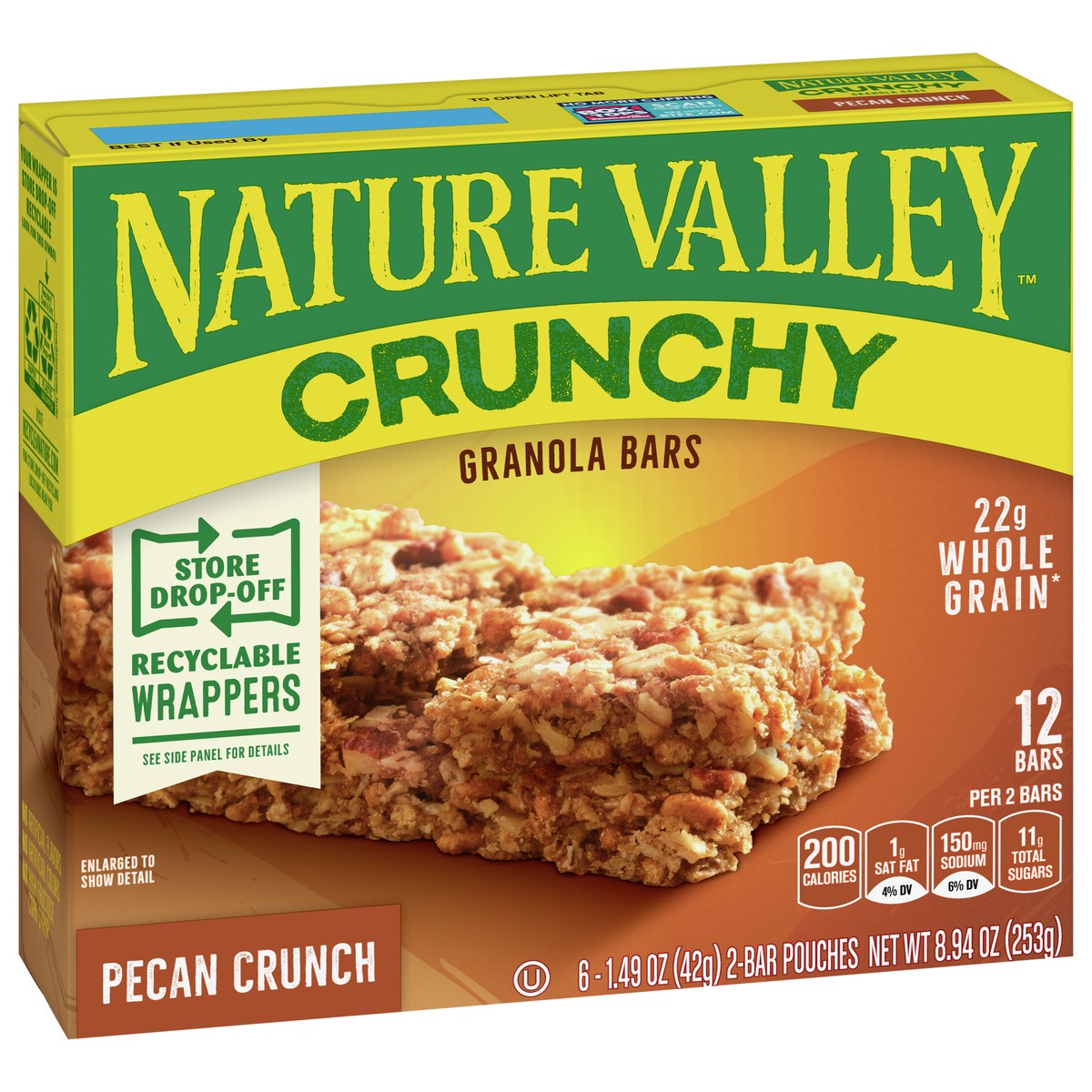 slide 2 of 9, Nature Valley Pecan Crunch Granola Bars, 6 ct; 1.49 oz