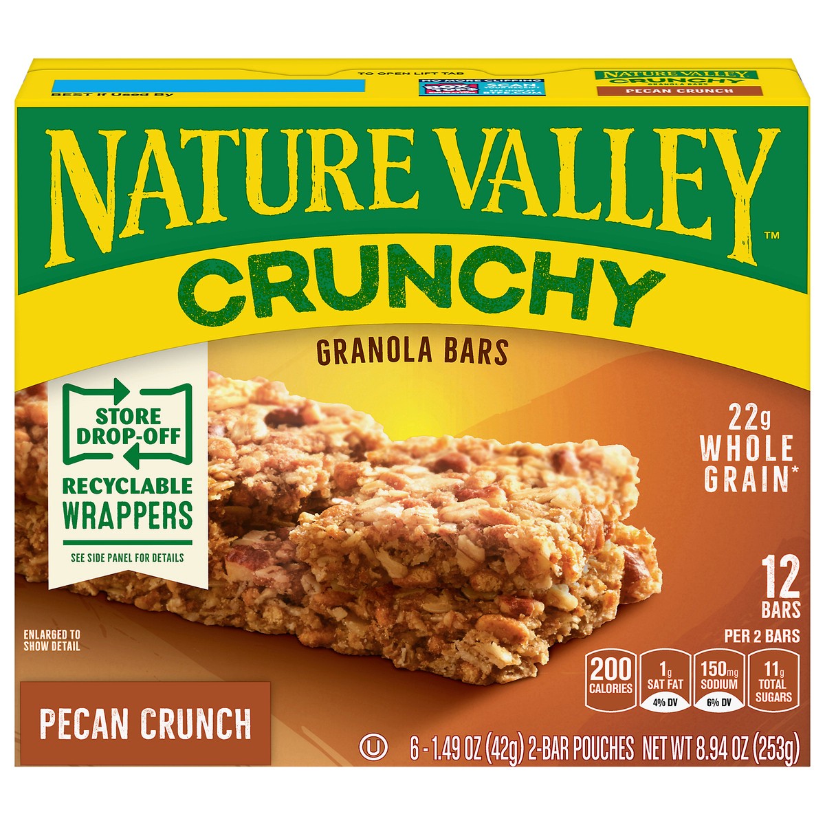 slide 1 of 9, Nature Valley Pecan Crunch Granola Bars, 6 ct; 1.49 oz