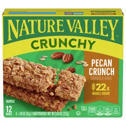 Nature Valley Crunchy Granola Bars, Pecan Crunch, 12 Bars, 8.94 OZ (6 Pouches)