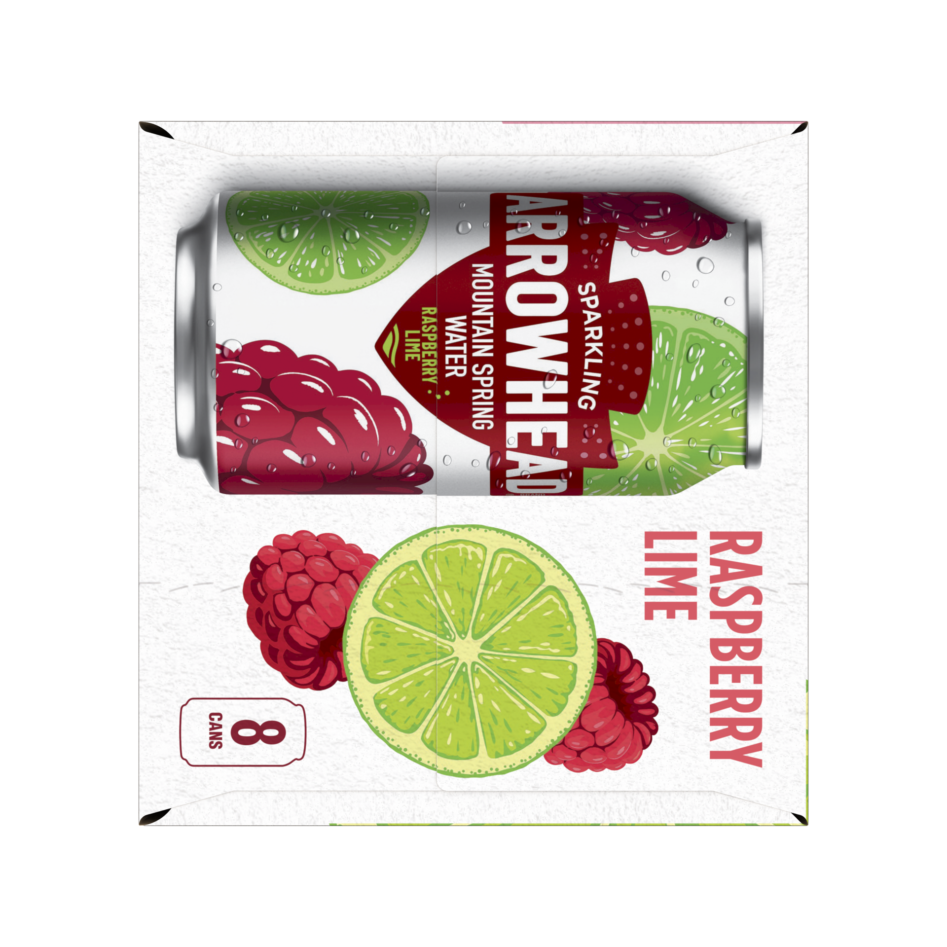 slide 3 of 5, Arrowhead Sparkling Water, Raspberry Lime- 12 oz, 8 ct; 12 fl oz