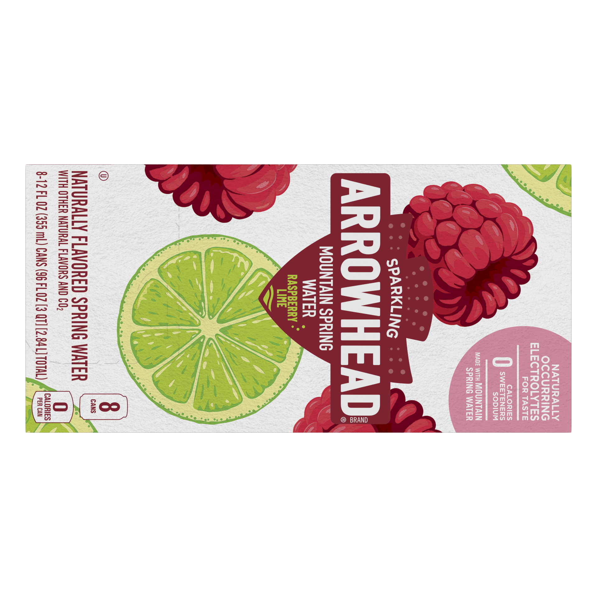 slide 1 of 5, Arrowhead Sparkling Water, Raspberry Lime- 12 oz, 8 ct; 12 fl oz