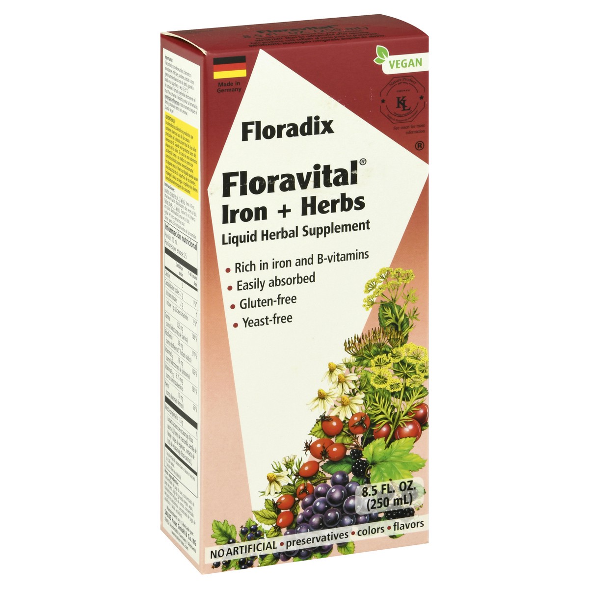 slide 2 of 9, Gaia Herbs Floravital Iron & Herbs Yeast Free, 8.5 fl oz