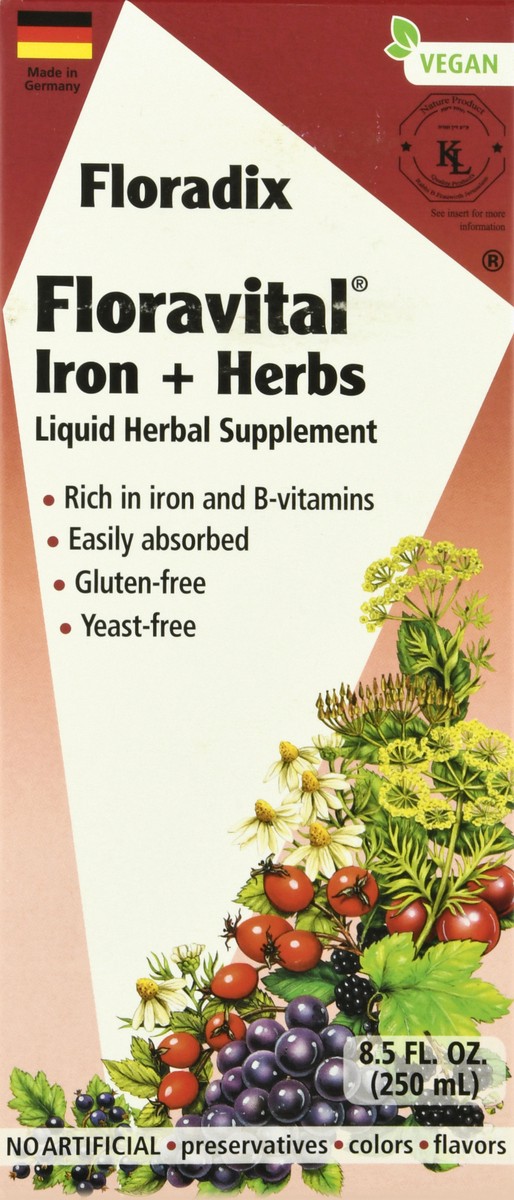 slide 6 of 9, Gaia Herbs Floravital Iron & Herbs Yeast Free, 8.5 fl oz