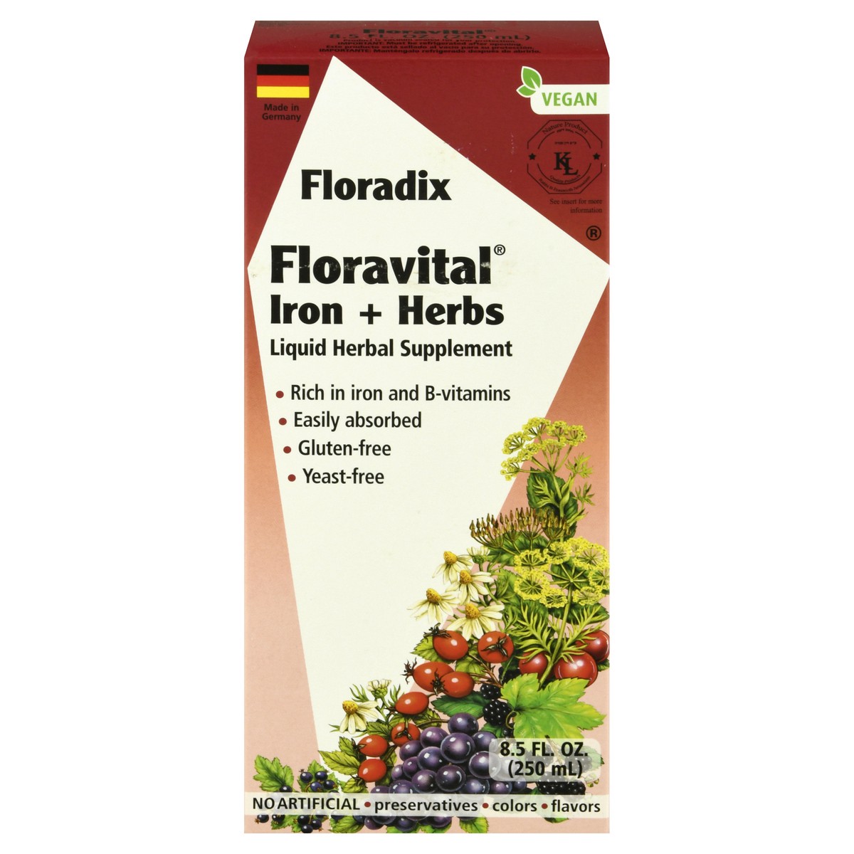 slide 1 of 9, Gaia Herbs Floravital Iron & Herbs Yeast Free, 8.5 fl oz