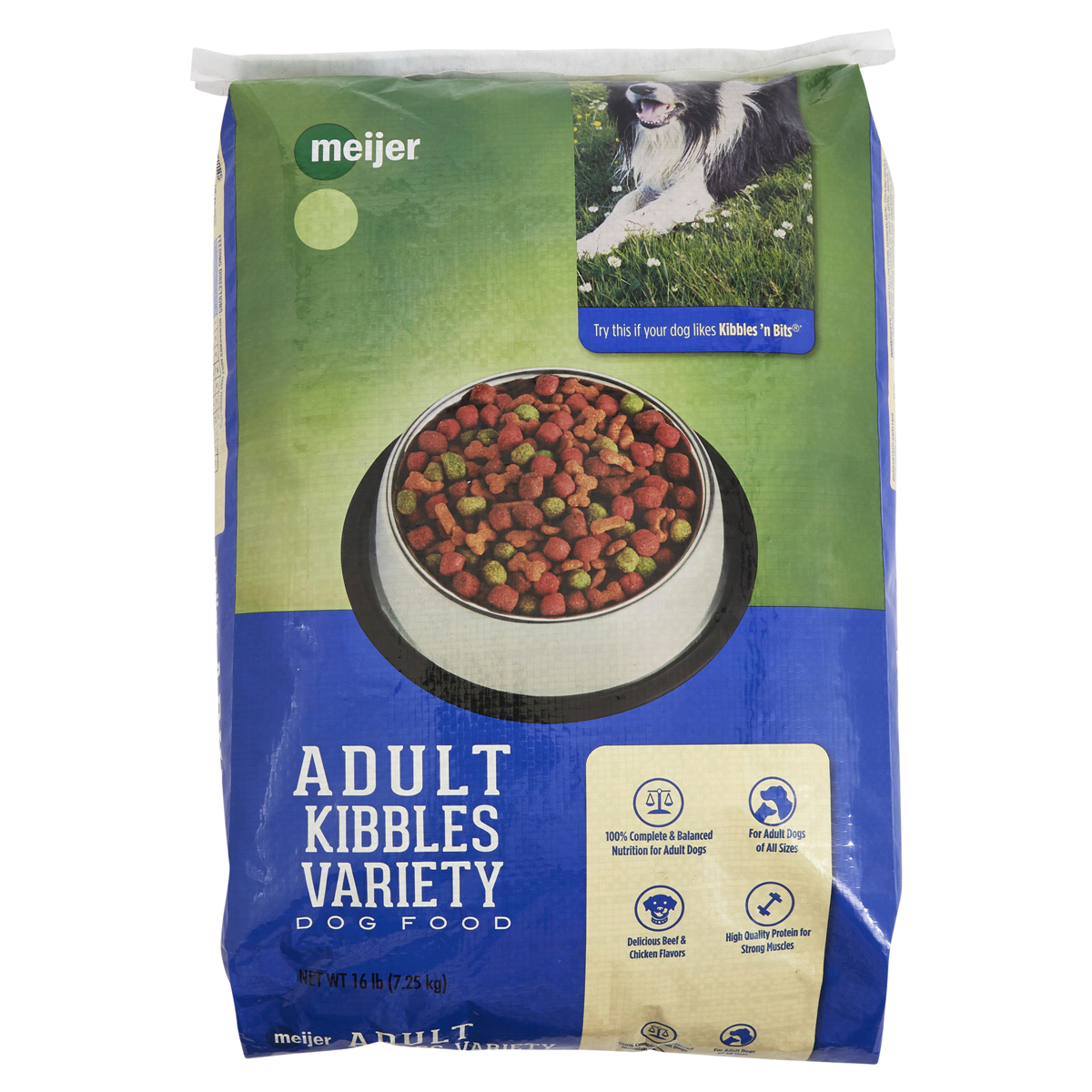 slide 1 of 1, Meijer Dry Dog Food, Adult Kibbles Variety, 16 lb