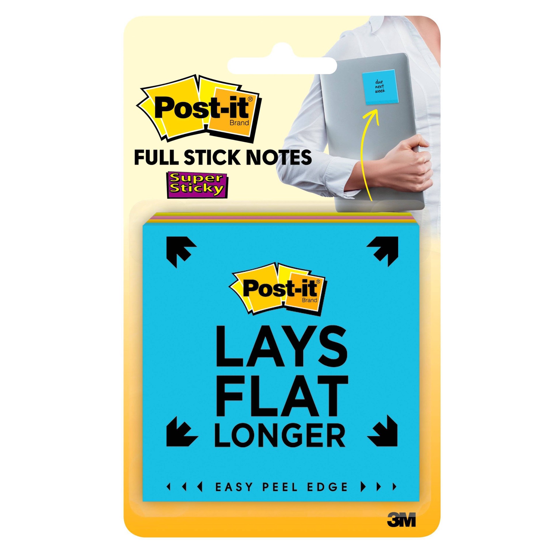 slide 1 of 3, Post-it 4pk 3" x 3" Super Sticky Full Adhesive Notes 30 Sheets/Pad - Energy Boost Collection, 4 ct, 30 sheets; 3 in