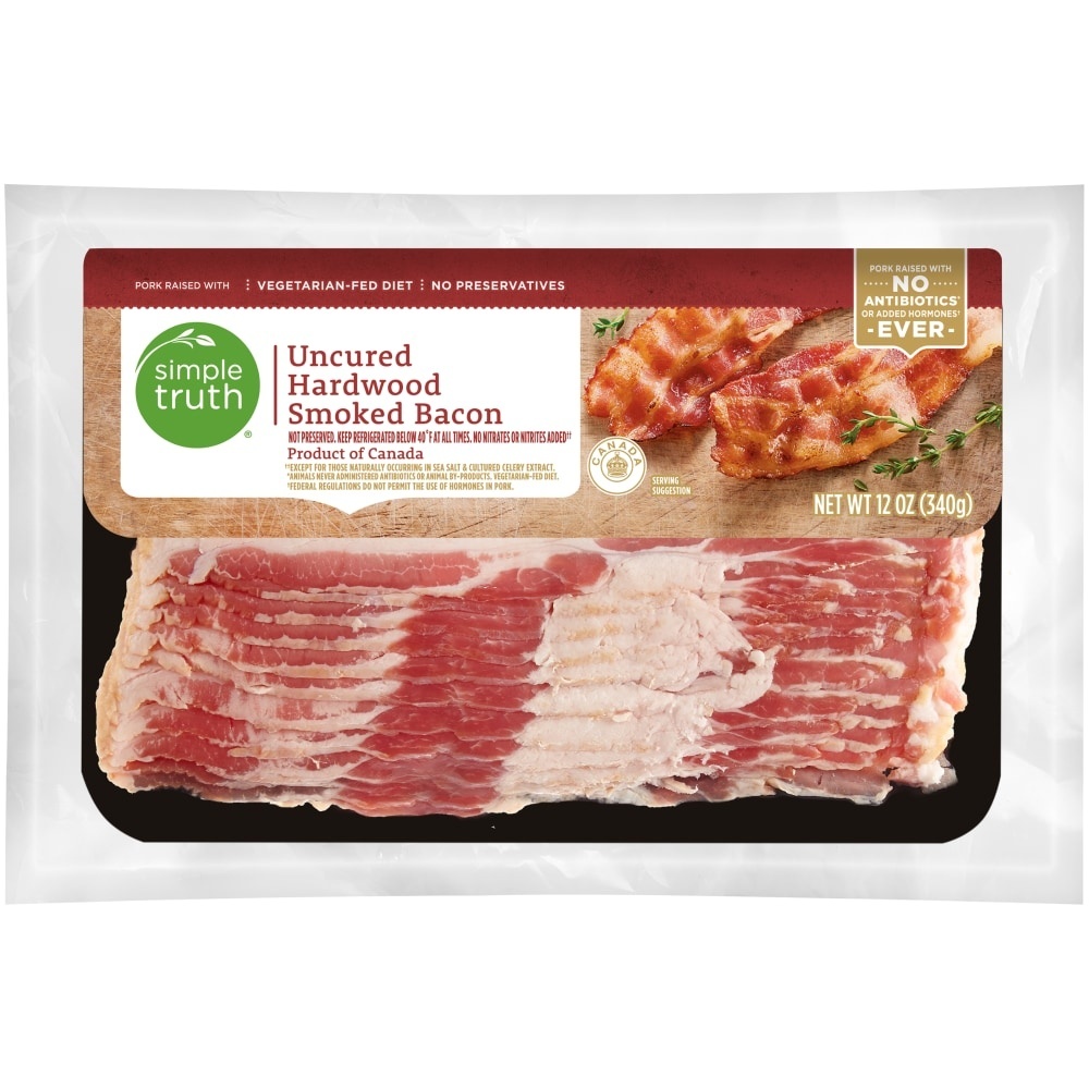 slide 1 of 1, Simple Truth Uncured Hickory Smoked Bacon, 12 oz