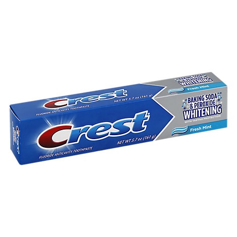 slide 1 of 1, Crest Toothpaste Fluoride Anticavity Baking Soda & Peroxide Whitening Fresh Mint, 5.7 oz