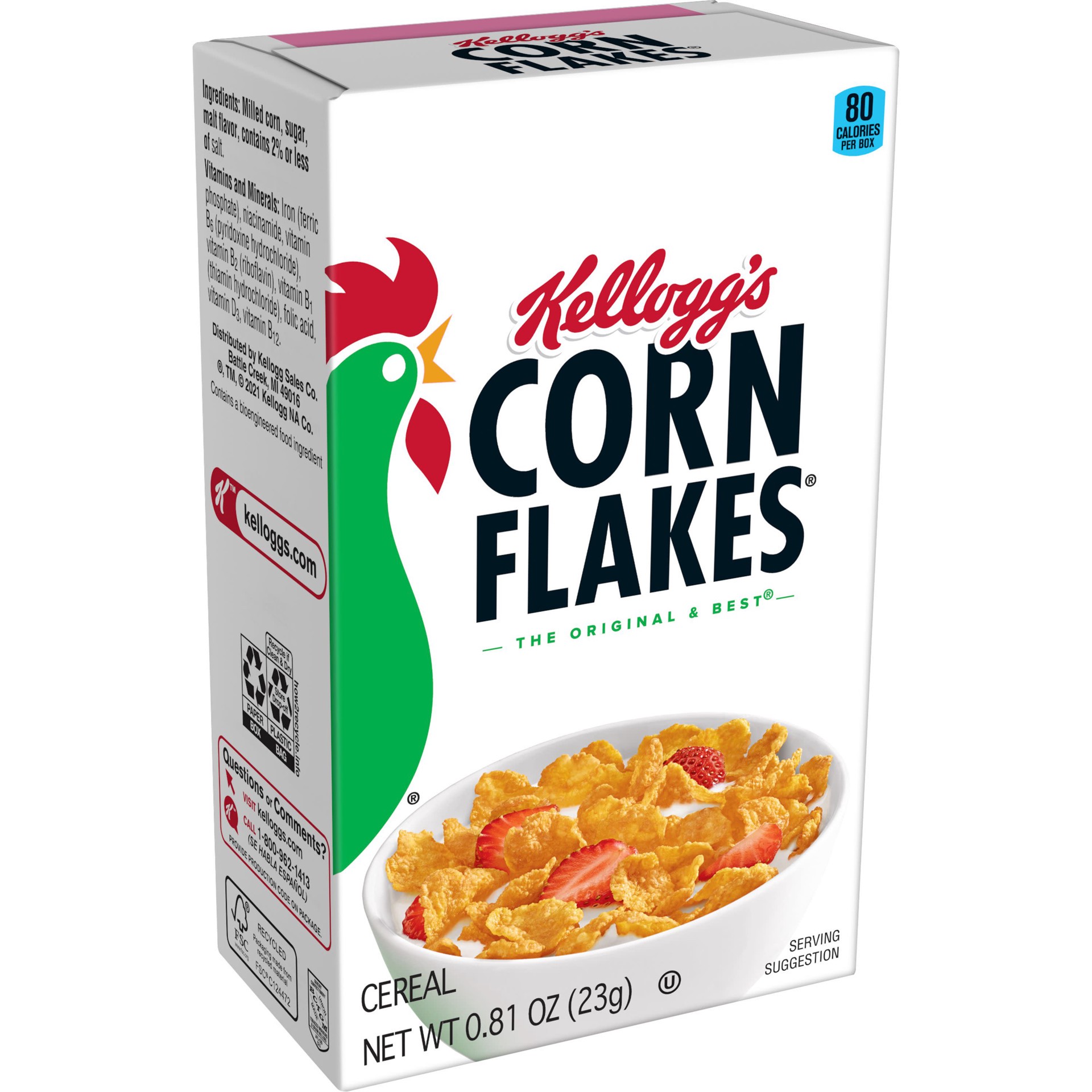 slide 1 of 7, Corn Flakes Kellogg's Corn Flakes Breakfast Cereal, 6 Vitamins and Minerals, Healthy Snacks, Original, 0.81oz Box, 1 Box, 0.81 oz
