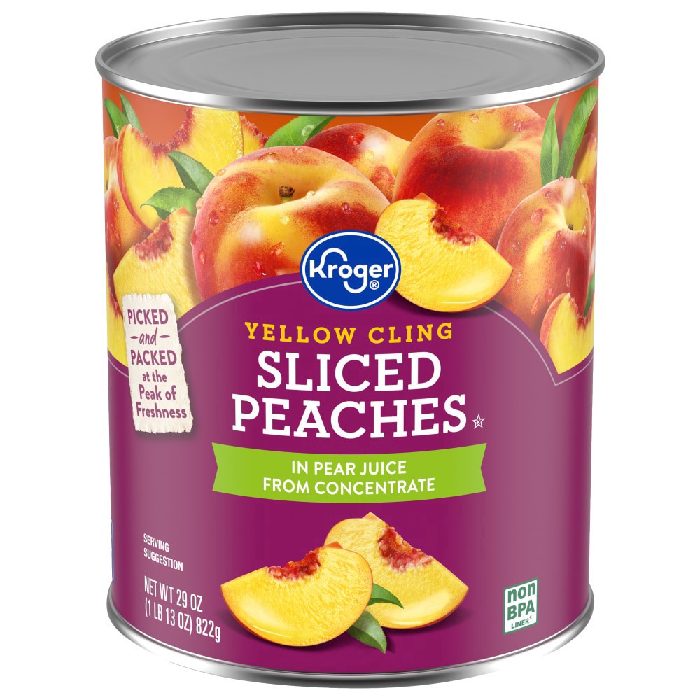 slide 1 of 5, Kroger Sliced Peaces In Fruit Juice, 29 oz