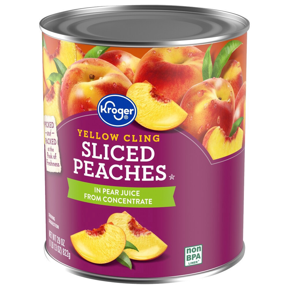 slide 2 of 5, Kroger Sliced Peaces In Fruit Juice, 29 oz