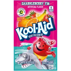 Kool-Aid Unsweetened Sharkleberry Fin Strawberry Orange Punch Artificially Flavored Powdered Soft Drink Mix, 0.16 oz Packet