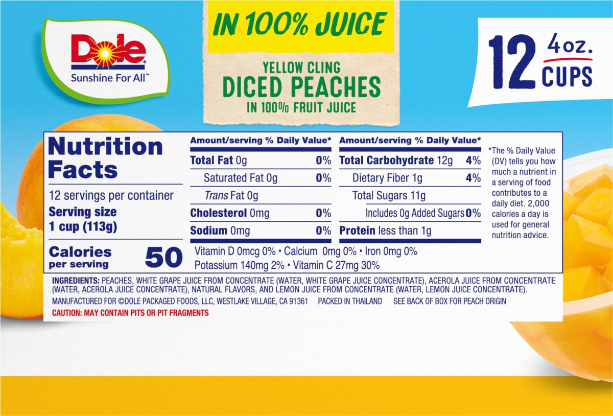 slide 8 of 9, Dole Diced Peaches In Box, 48 oz