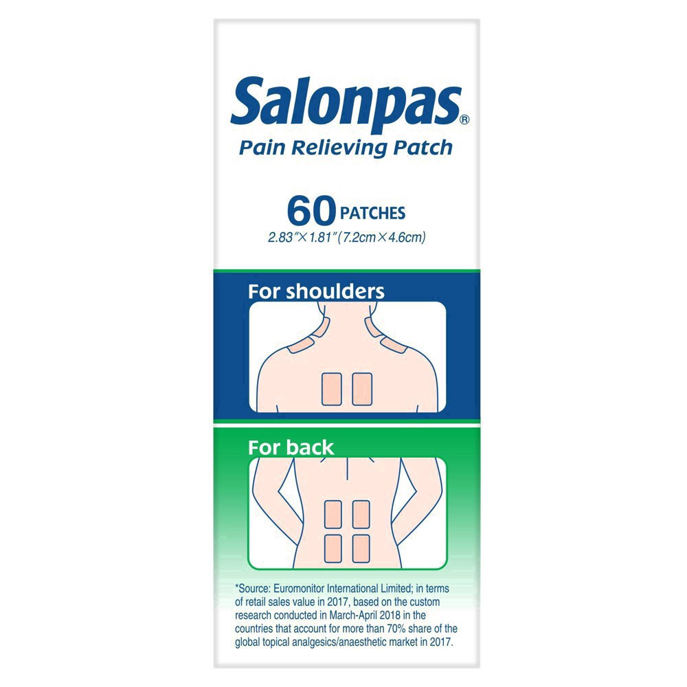 slide 85 of 85, Salonpas 20% Larger Pain Relieving Patch - 60ct, 60 ct