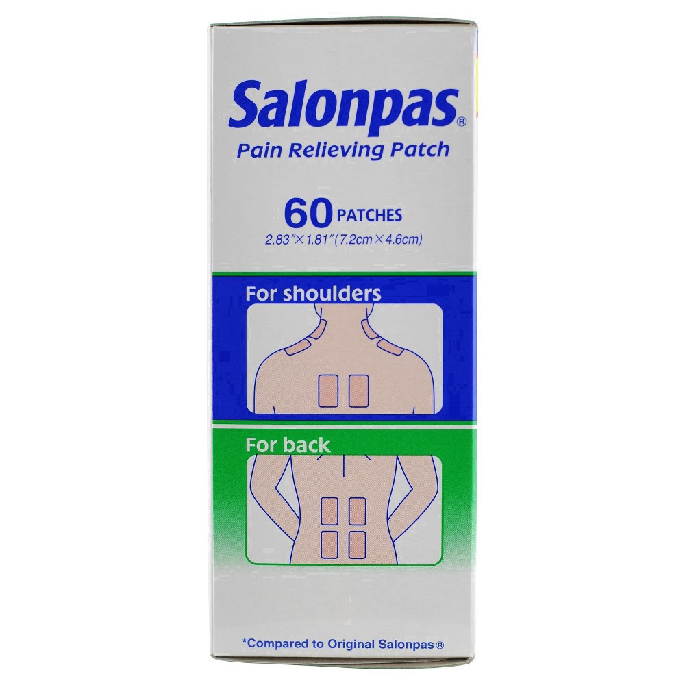 slide 21 of 85, Salonpas 20% Larger Pain Relieving Patch - 60ct, 60 ct