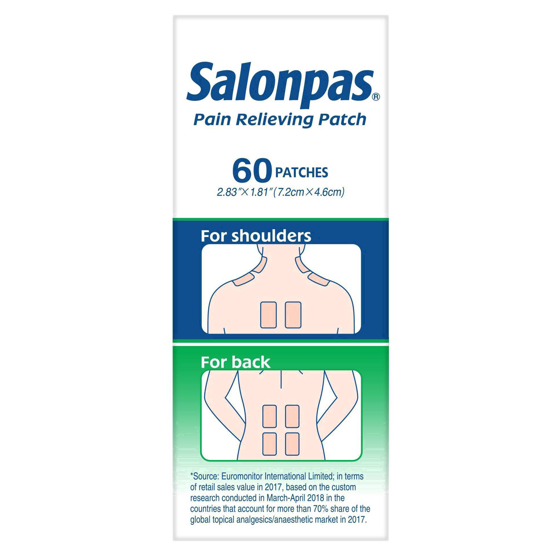 slide 5 of 85, Salonpas 20% Larger Pain Relieving Patch - 60ct, 60 ct