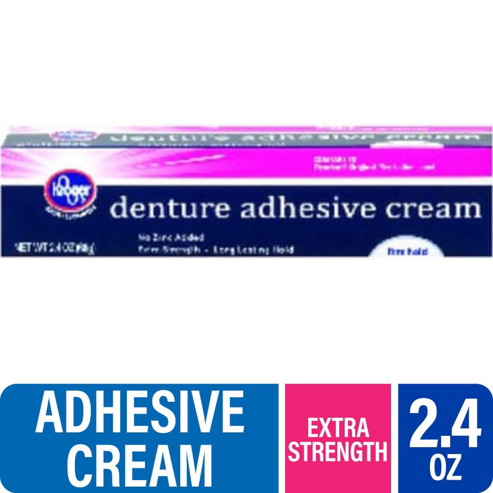 slide 1 of 4, Kroger Denture Adhesive Cream, 2.4 oz