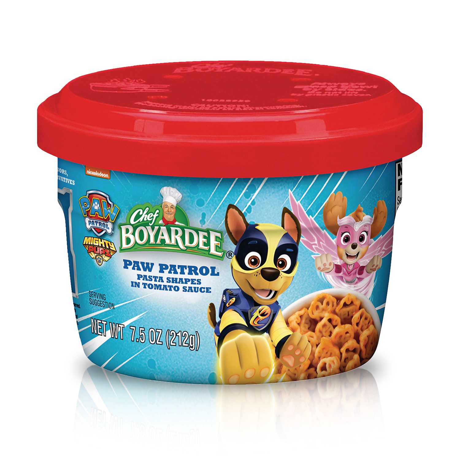 slide 1 of 3, Chef Boyardee Paw Patrol Pasta Shapes in Tomato Sauce, 7.5-oz. Microwavable Bowl, 7.5 oz