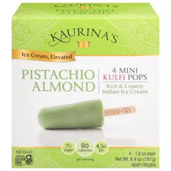 Kaurina's Indian Ice Cream Pistachio Almond Mini Kulfi Pops 4 - 1.6 oz Each