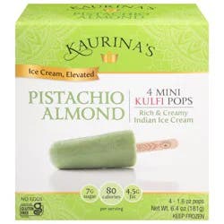 Kaurina's Indian Ice Cream Pistachio Almond Mini Kulfi Pops 4 - 1.6 oz Each