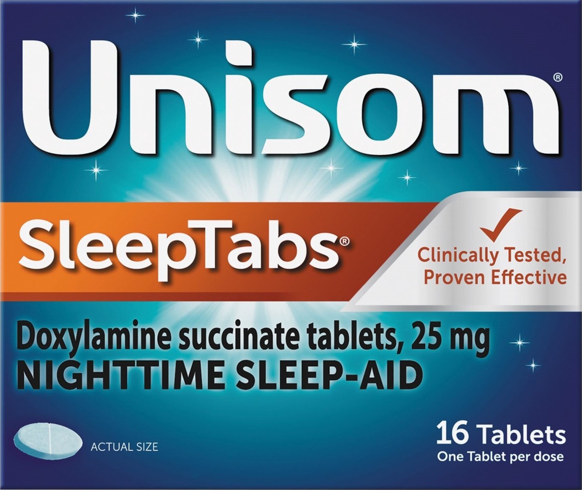 slide 5 of 11, Unisom SleepTabs Tablets (16 Ct), Sleep-Aid, Doxylamine succinate, 16 ct