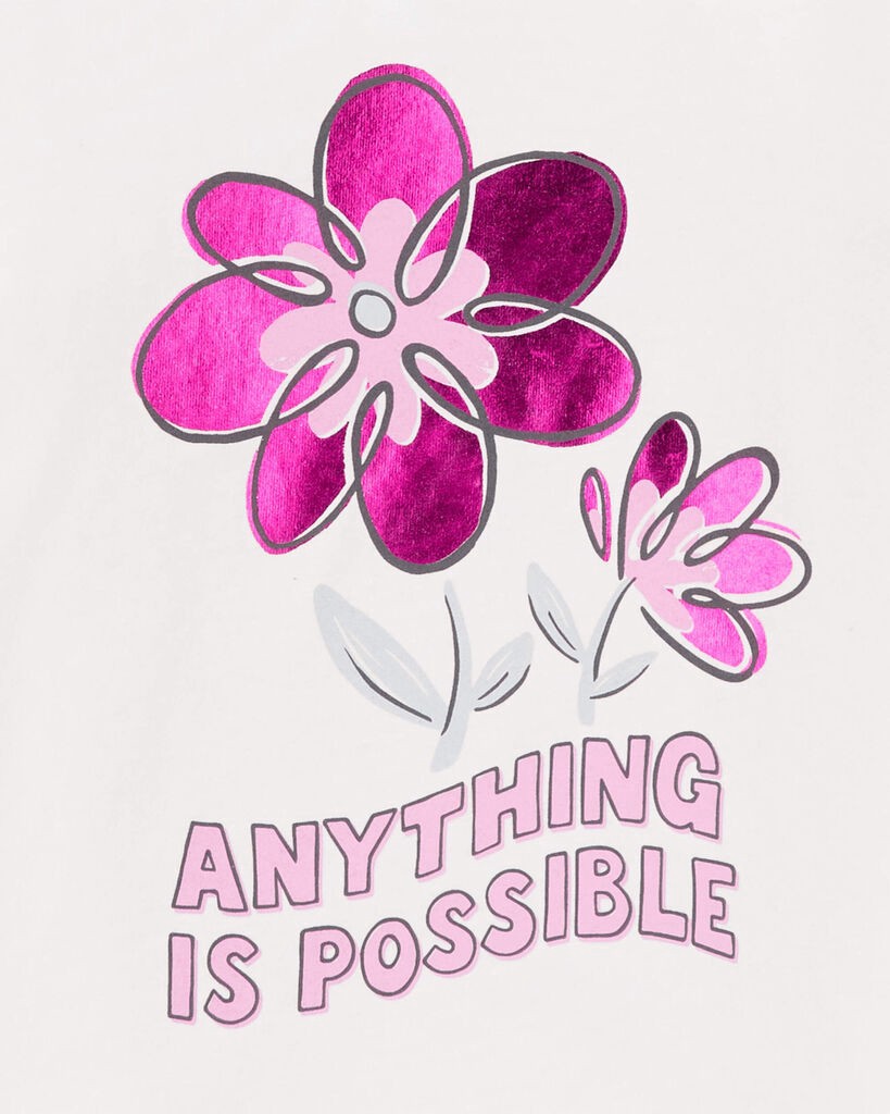 slide 3 of 3, Carter's Kid Anything Is Possible Floral Long-Sleeve Tee Ivory 4, 1 ct