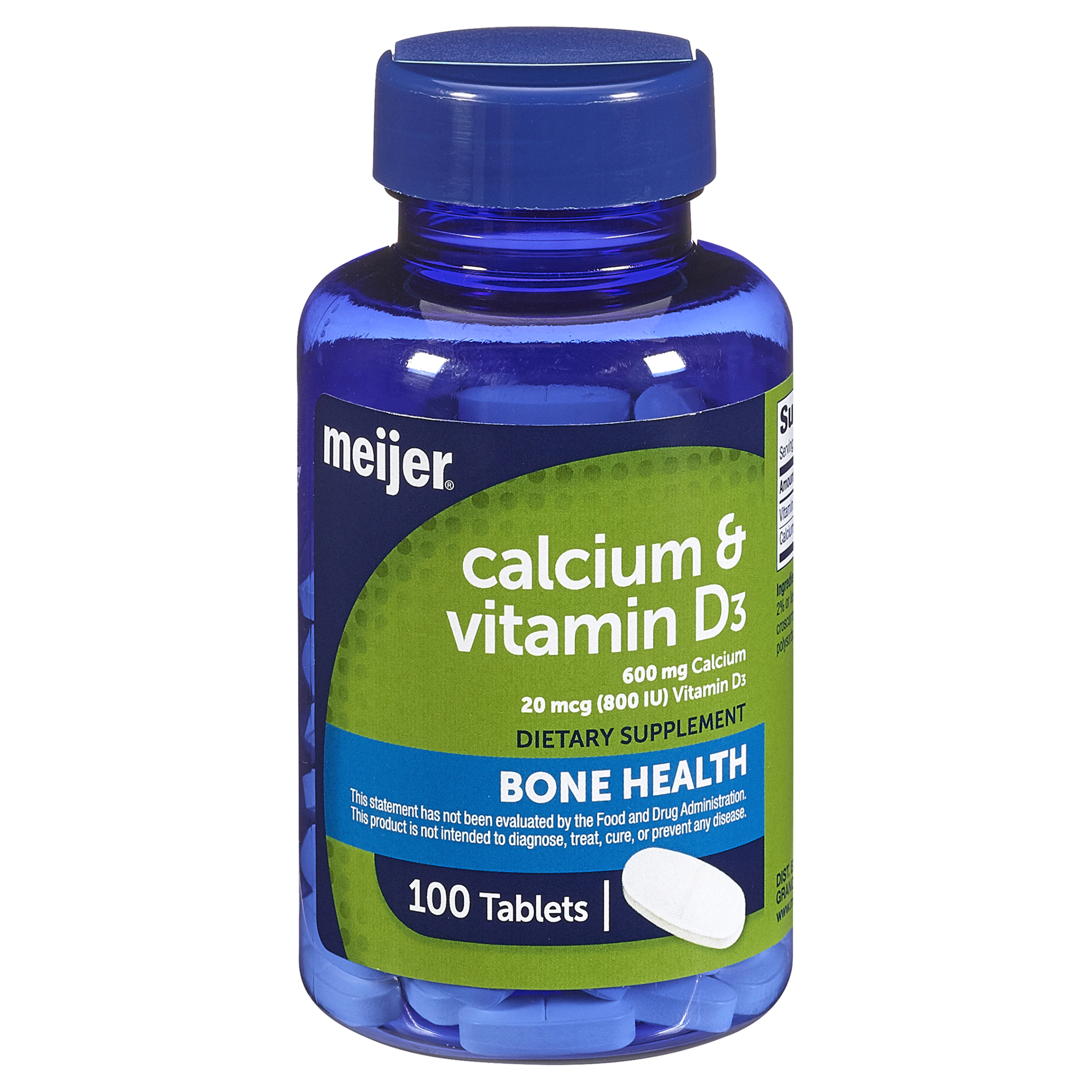 slide 1 of 3, Meijer Wellness Meijer BB Calcium W Vit D 800IU Capsules, 600mg, 100 ct