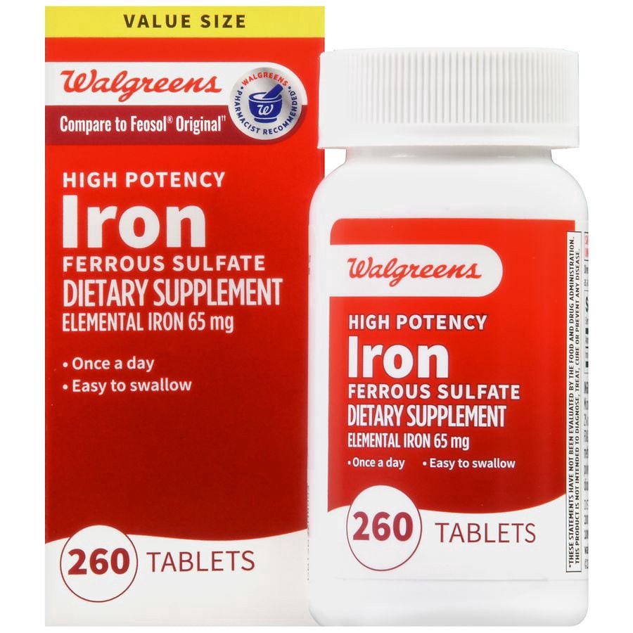 slide 1 of 5, Walgreens High Potency Iron Ferrous Sulfate Tablets 65Mg, 260 ct