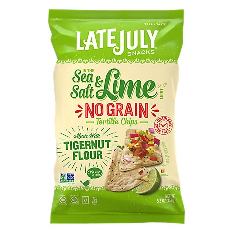 slide 1 of 1, Late July No Grain Sea Salt Lime Chips, 5.5 oz