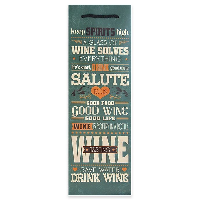 slide 1 of 1, Design Design Wine Mottos Bottle Tote Bag, 1 ct