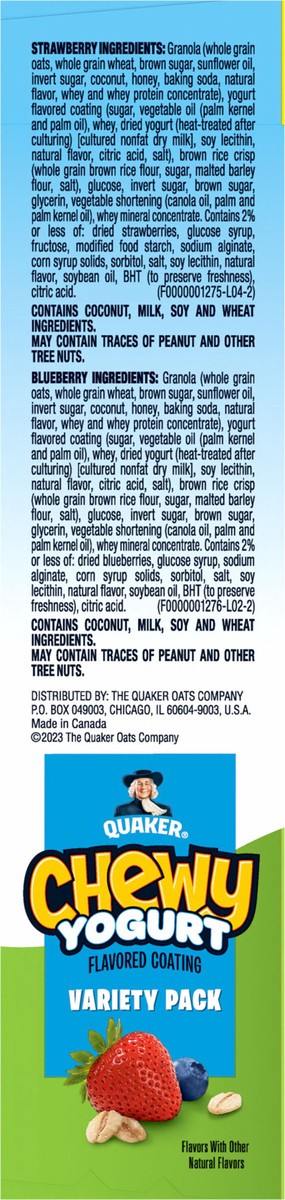 slide 3 of 6, Quaker Granola Bars, Strawberry/Blueberry, Yogurt Flavored Coating, Variety Pack, Value Pack - 10 ct, 10 ct