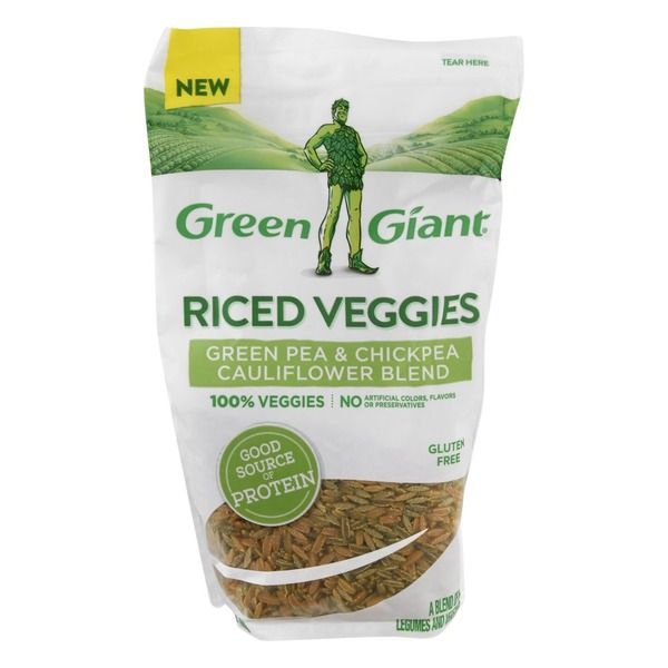 slide 1 of 1, Green Giant Riced Veggies, Green Pea & Chickpea Cauliflower Blend, 7 oz