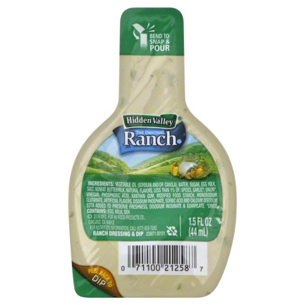 slide 1 of 1, Hidden Valley Dip And Pour Cups Original Ranch Salad Dressing, 1.5 fl oz