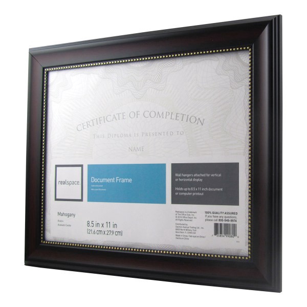 slide 3 of 3, Realspace Photo/Document Frame, Harrison, 8-1/2'' X 11'', Mahogany, 1 ct