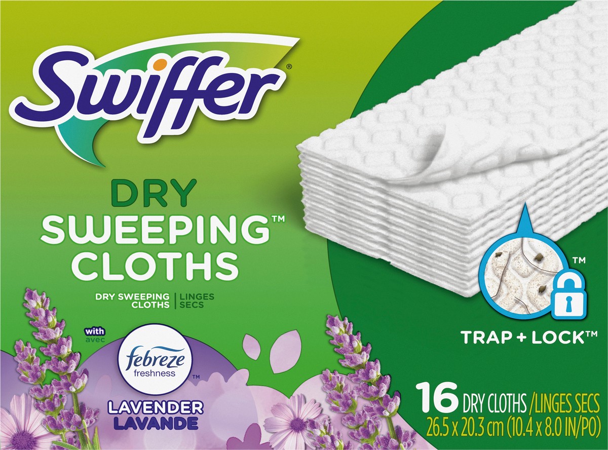 slide 3 of 4, Swiffer Sweeper Dry Sweeping Pad, Multi Surface Refills for Dusters Floor Mop, with Febreze Lavender, 16 count, 16 ct