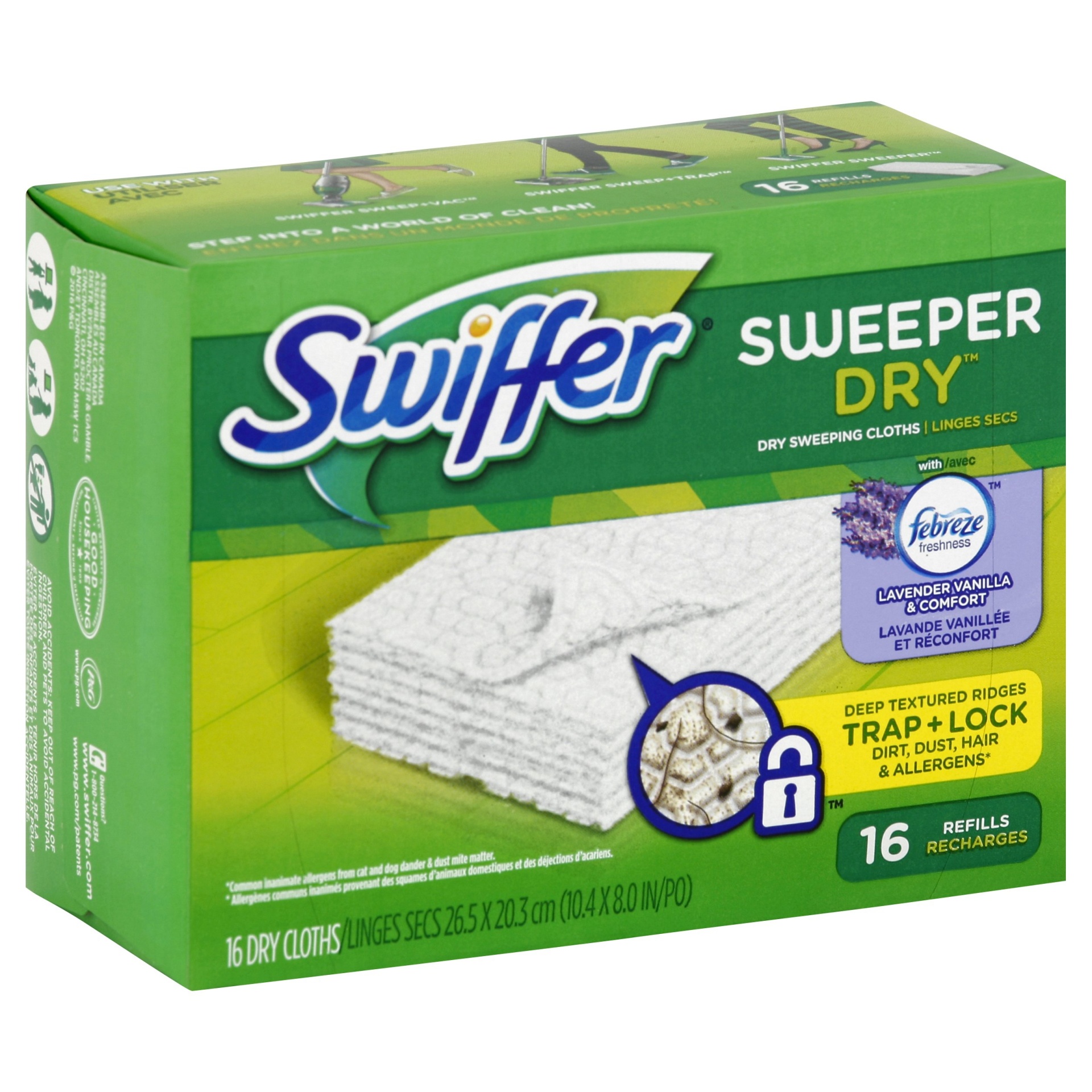 slide 1 of 2, Swiffer Sweeper Dry Refill Lavender Vanilla, 16 ct