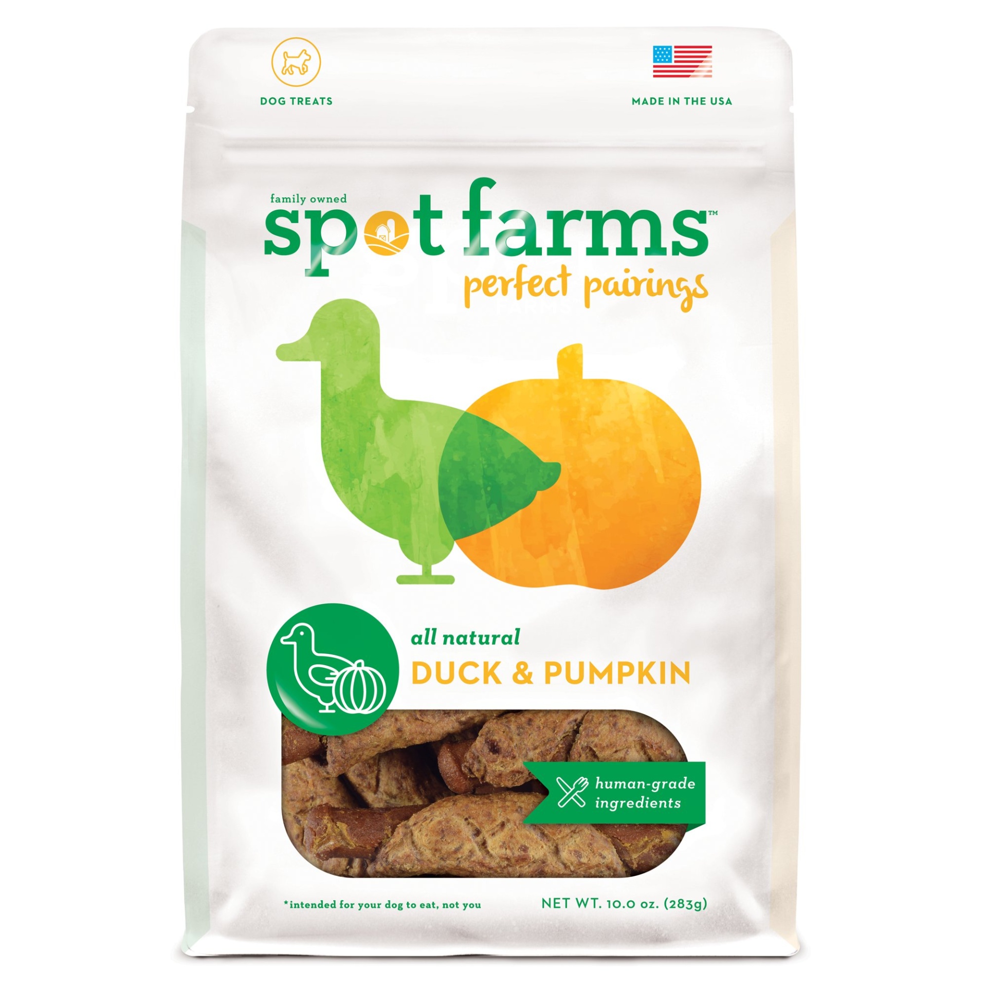 slide 1 of 1, Spot Farms Perfect Pairings Duck & Pumpkin Dog Treats, 10 oz