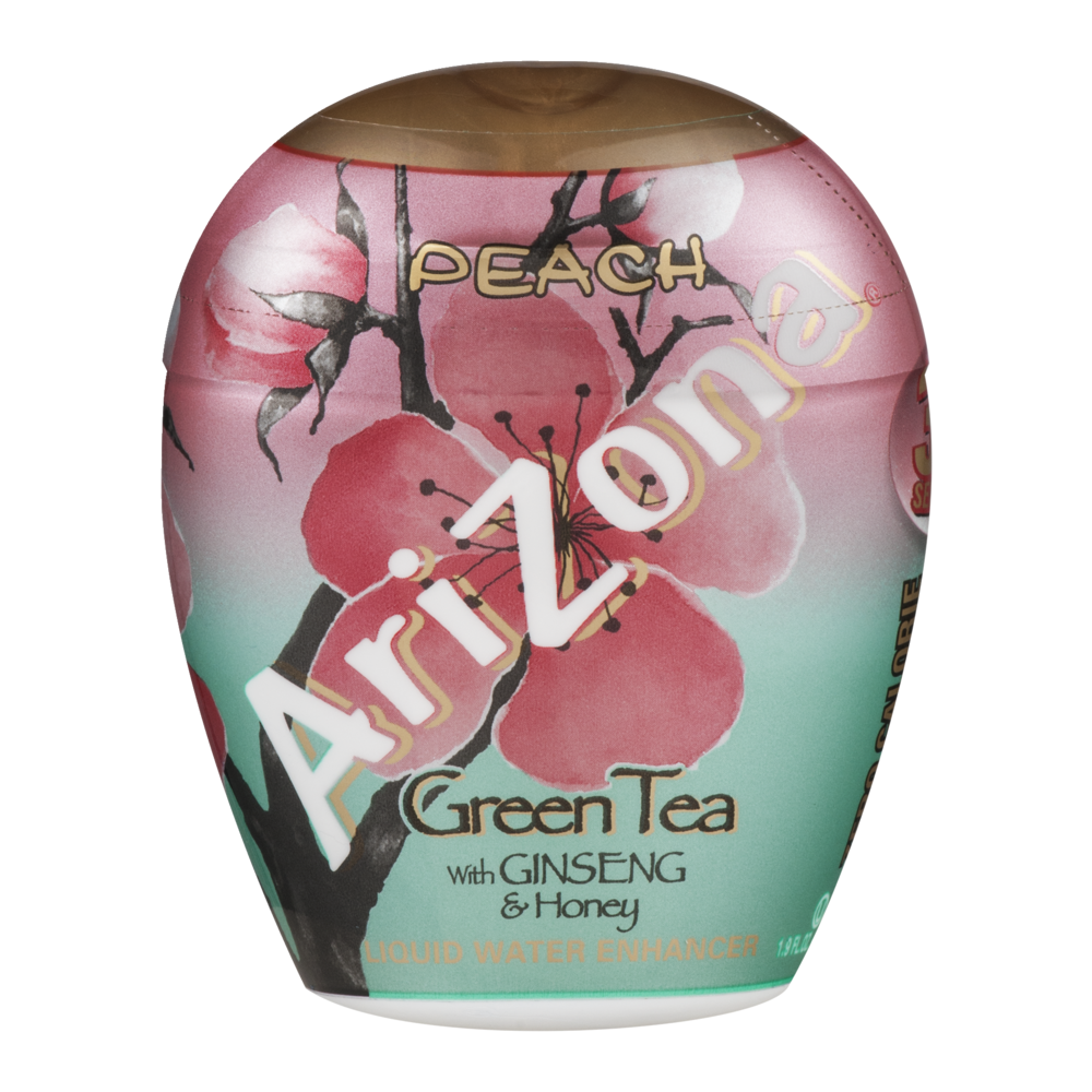 slide 1 of 1, AriZona Peach Green Tea With Ginseng & Honey Liquid Water Enhancer, 1.9 fl oz