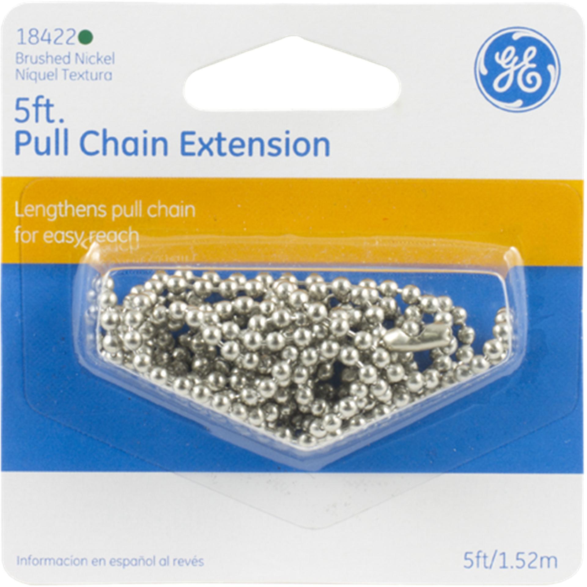 slide 1 of 1, GE Beaded Pull Chain Extension, Brushed Nickel, 5 ft