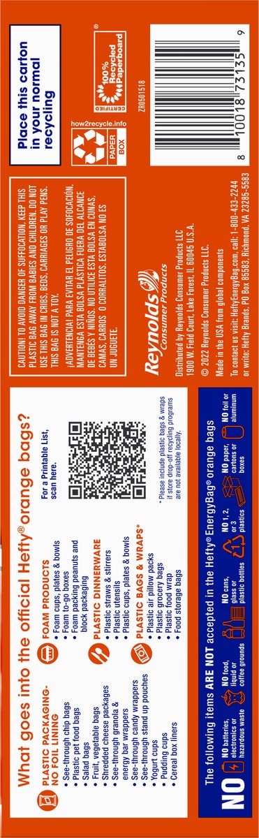 slide 13 of 13, Hefty EnergyBag 13 Gallon Orange Flap Tie Bags 20 ea, 20 ct