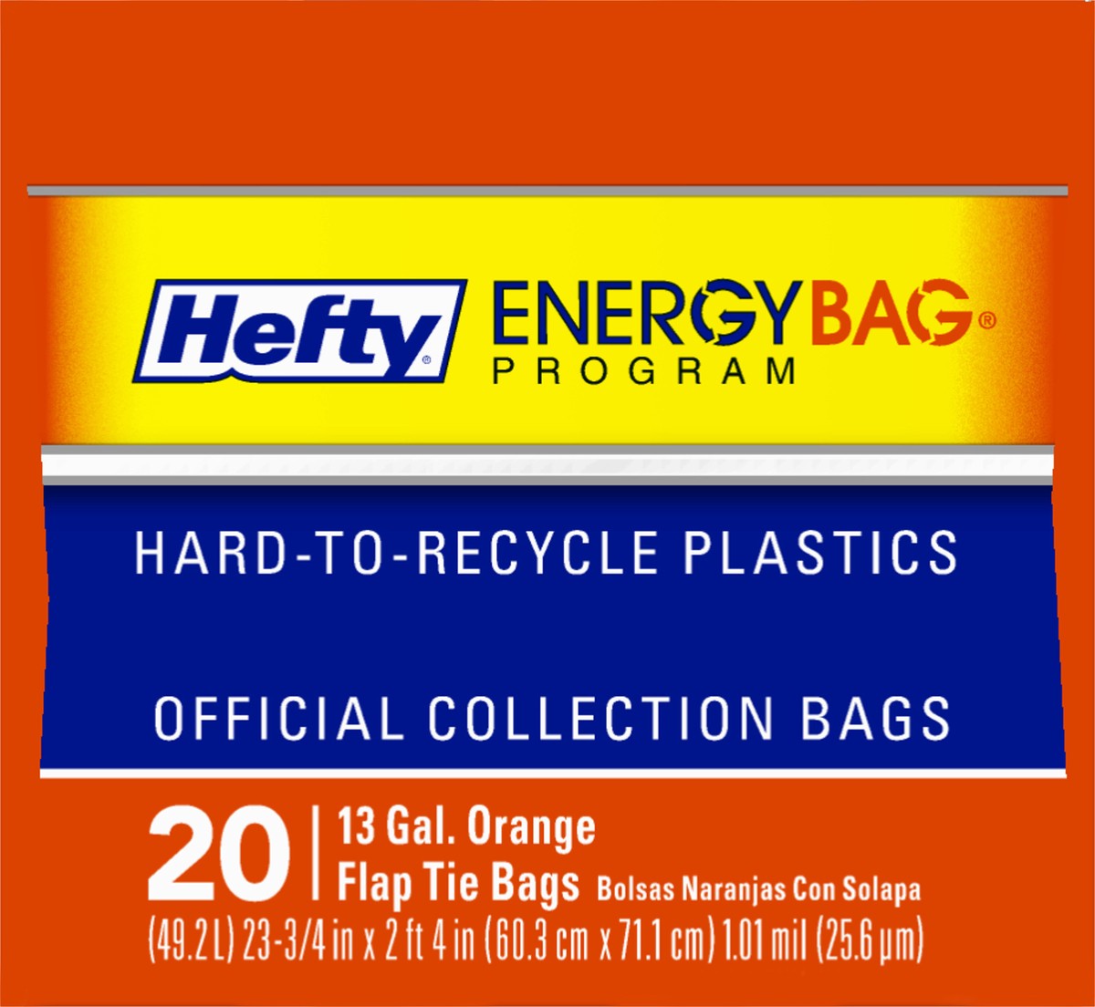slide 6 of 13, Hefty EnergyBag 13 Gallon Orange Flap Tie Bags 20 ea, 20 ct