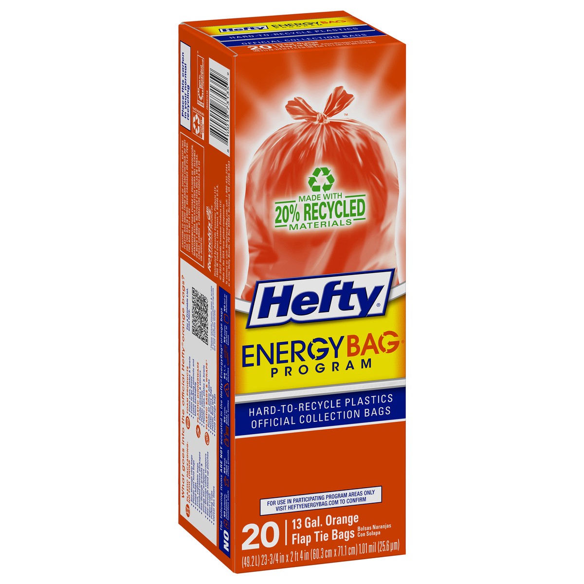 slide 2 of 13, Hefty EnergyBag 13 Gallon Orange Flap Tie Bags 20 ea, 20 ct