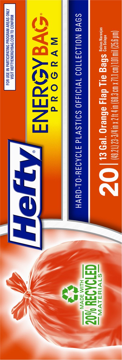 slide 7 of 13, Hefty EnergyBag 13 Gallon Orange Flap Tie Bags 20 ea, 20 ct
